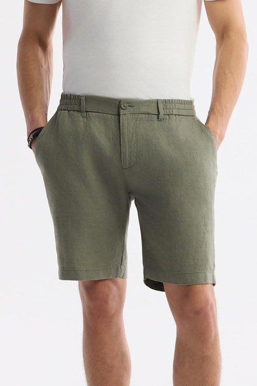 Olive Green Men’s Linen Shorts