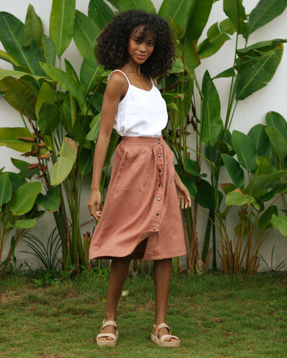 White Linen Spaghetti Strap Top – Adjustable Lightweight Fit