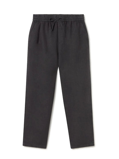 Anthracite Linen Drawstring Waist Pants – Relaxed Fit
