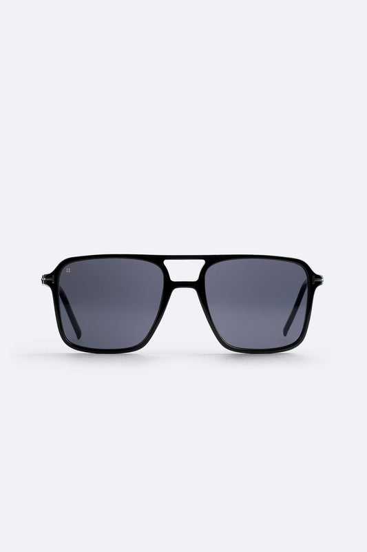 Men’s Black Polarized Rectangular Sunglasses – Matte Frame