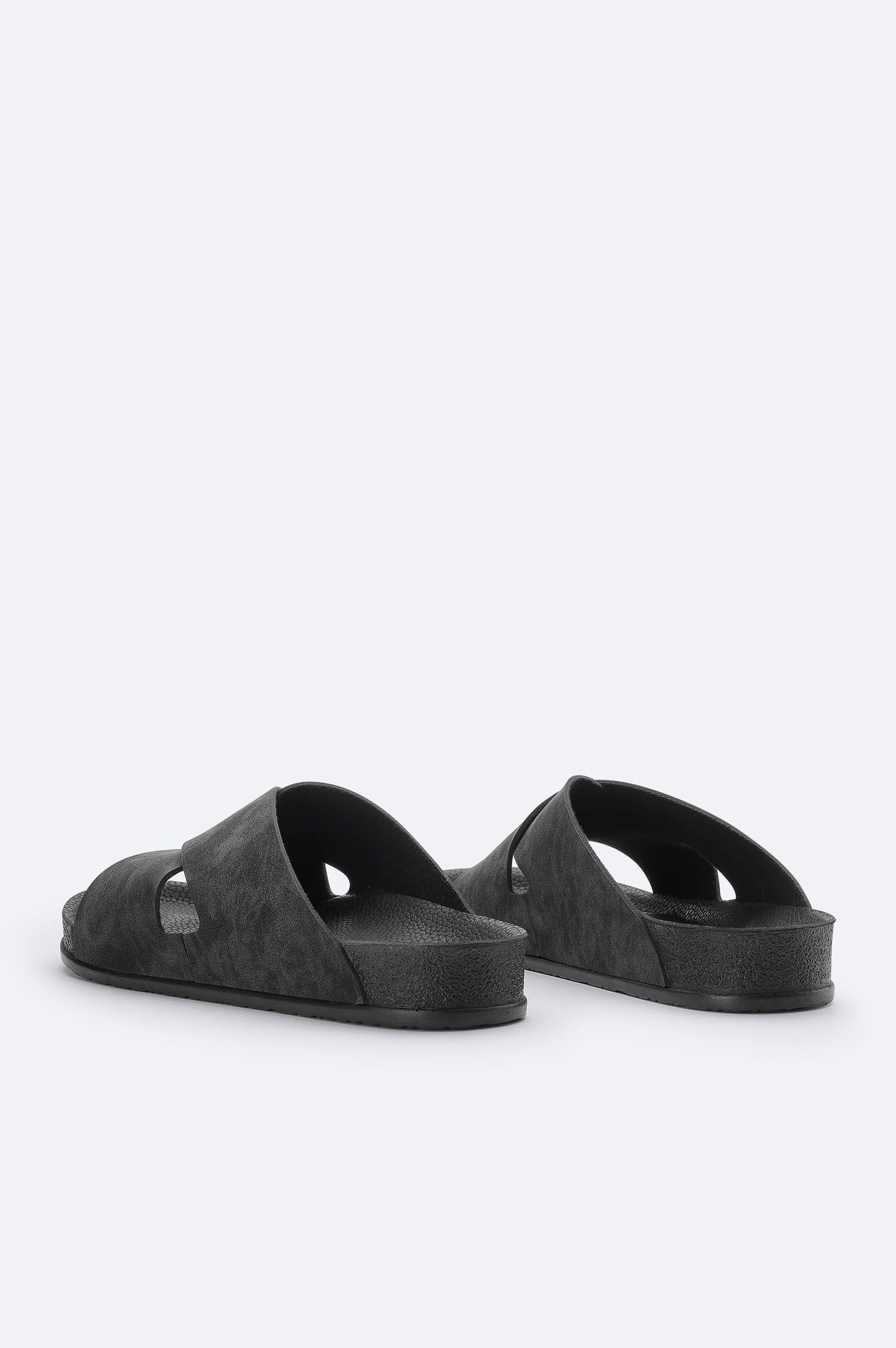 Black Cross-Strap Vegan Leather Sandals