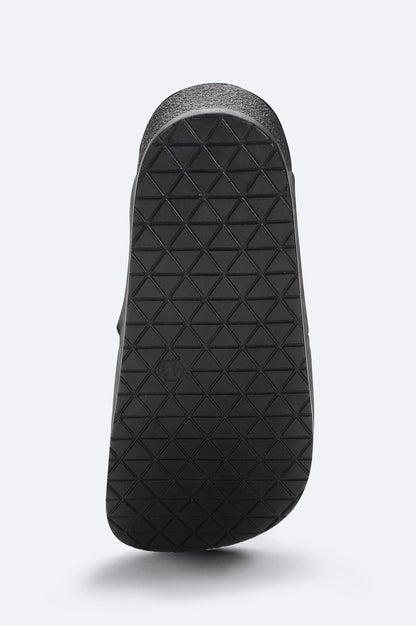 Black Cross-Strap Vegan Leather Sandals