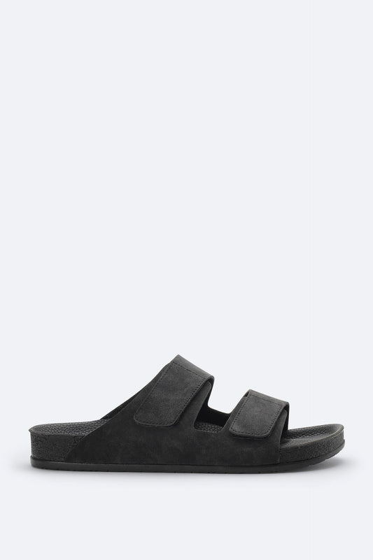 Black Double-Strap Sandals – Vegan Leather