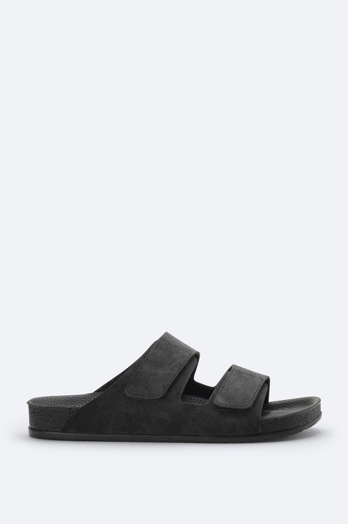 Black Double-Strap Sandals – Vegan Leather