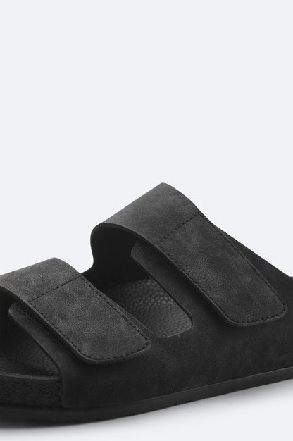 Black Double-Strap Sandals – Vegan Leather
