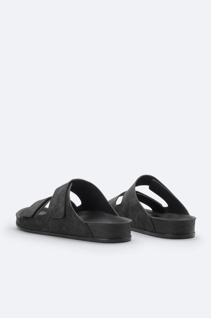 Black Double-Strap Sandals – Vegan Leather