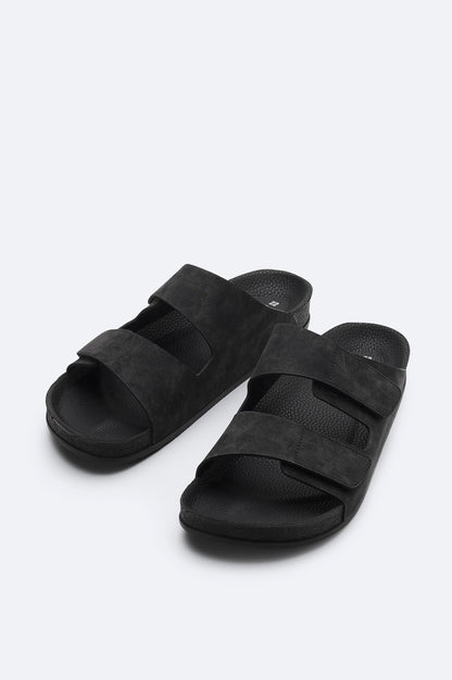 Black Double-Strap Sandals – Vegan Leather