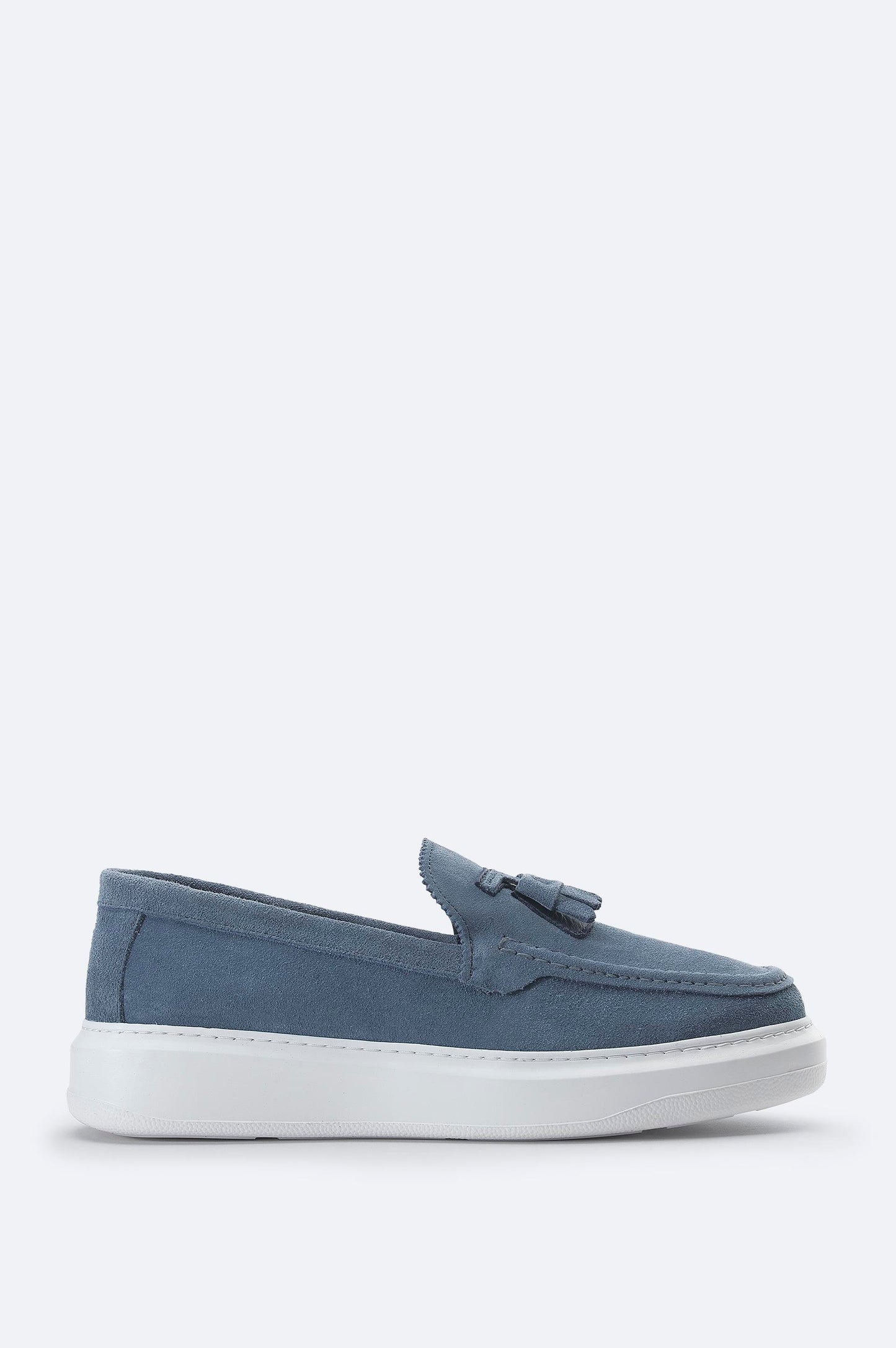 Blue Suede Tassel Loafers with Leather Lining
