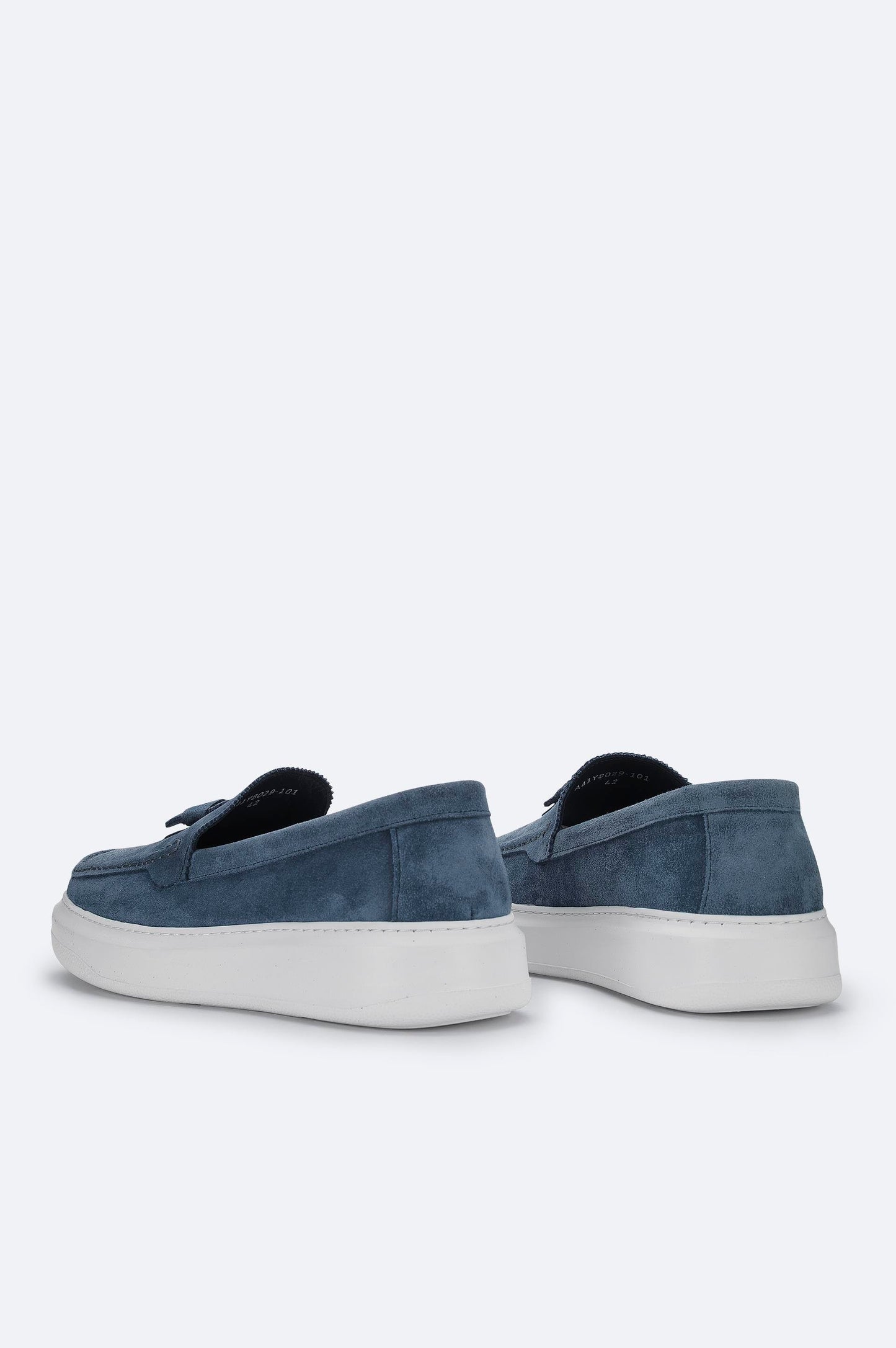 Blue Suede Tassel Loafers with Leather Lining