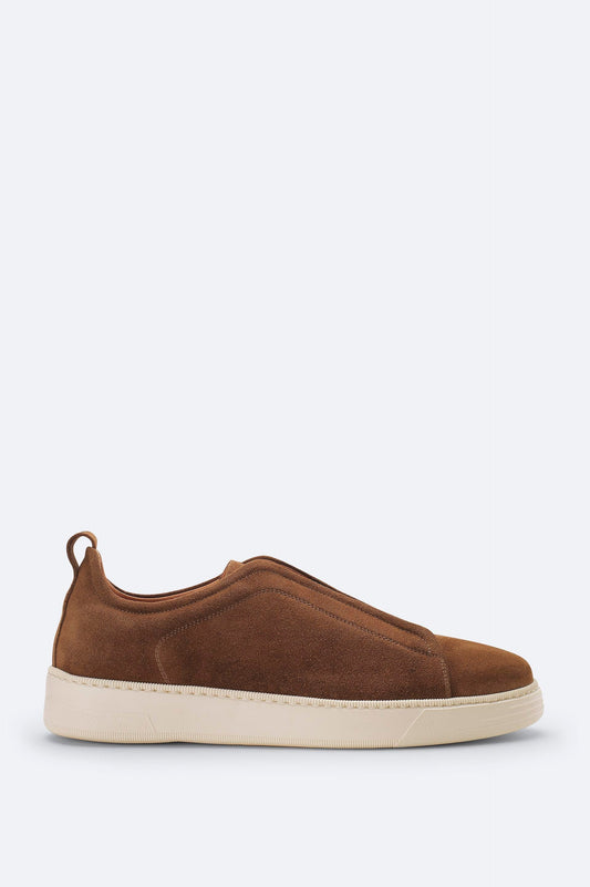 Brown Suede Elastic-Band Casual Shoes