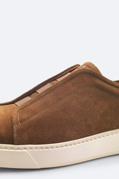 Brown Suede Elastic-Band Casual Shoes