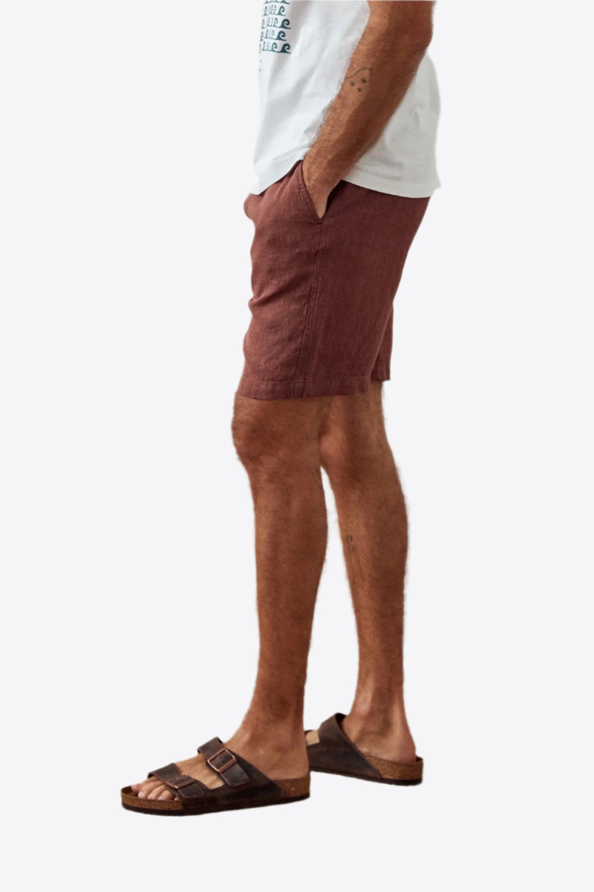 Brown Drawstring Waist Linen Shorts
