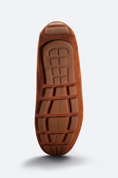 Brown Suede Penny Driver Loafers