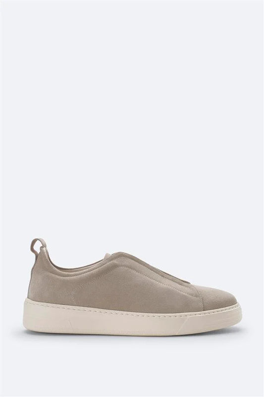 Gray Suede Elastic-Band Casual Shoes