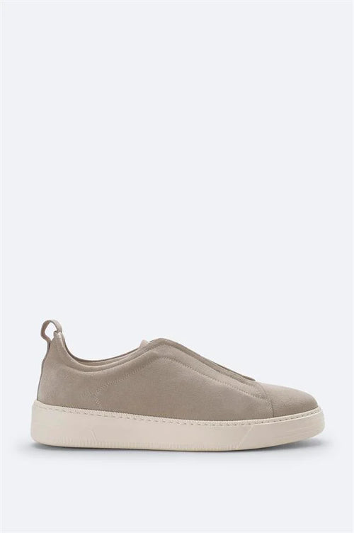 Gray Suede Elastic-Band Casual Shoes