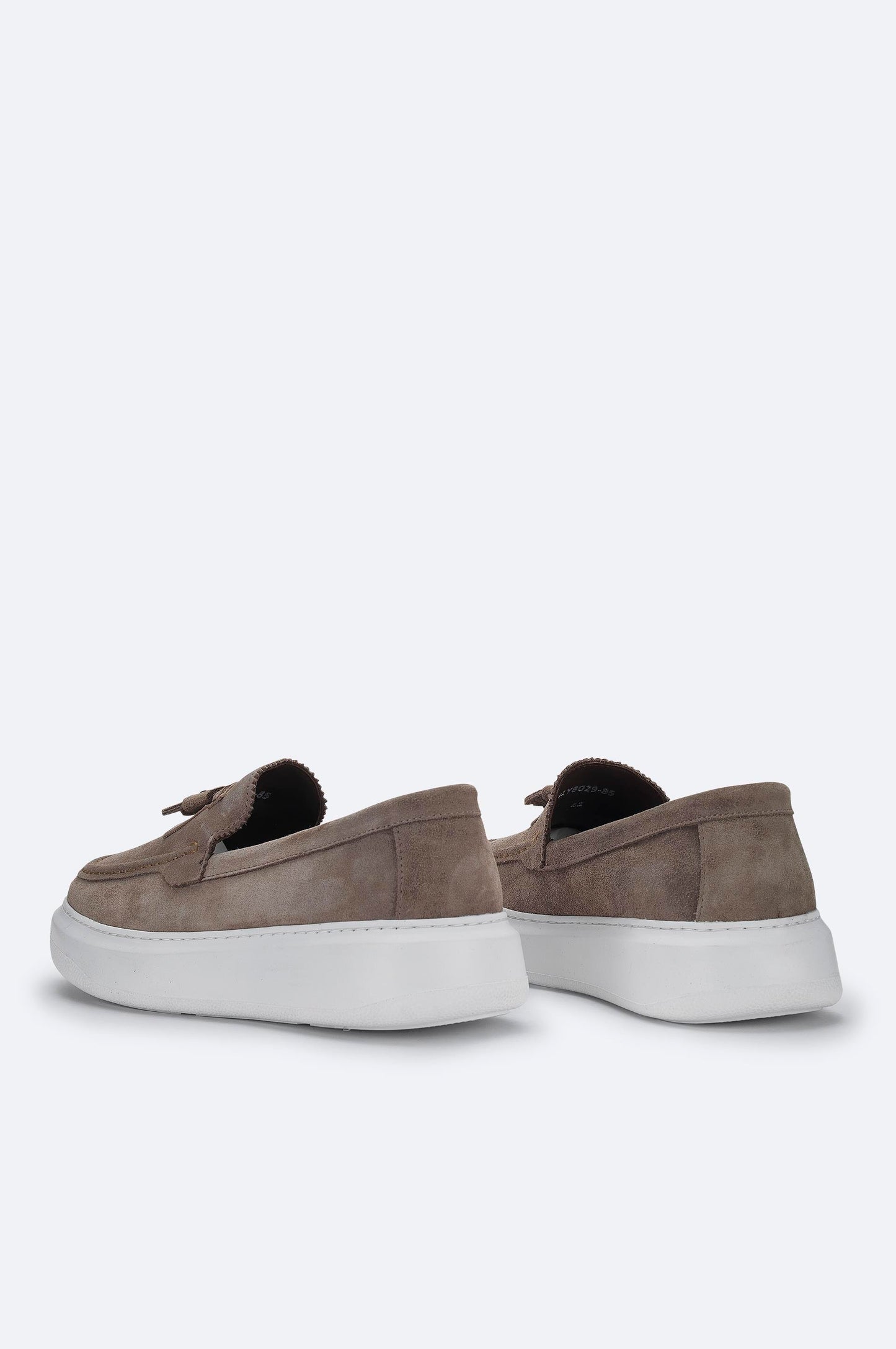 Taupe Suede Tassel Loafers with Leather Lining