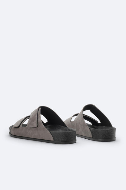 Gray Double-Strap Sandals – Vegan Leather