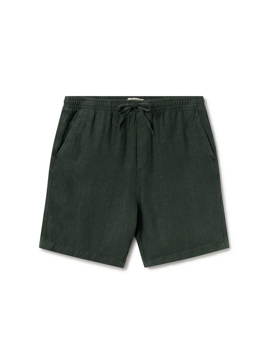Green Drawstring Waist Linen Shorts