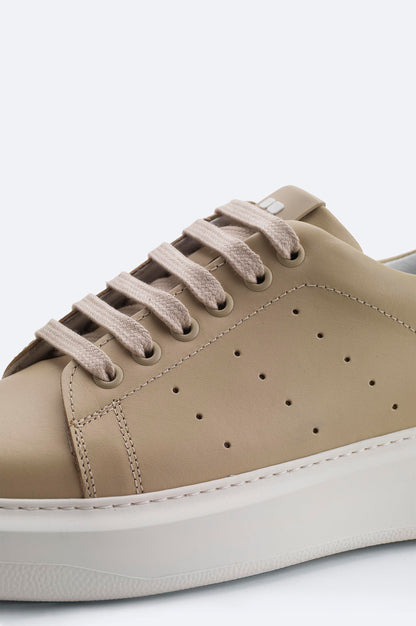 Beige Leather Casual Sneakers