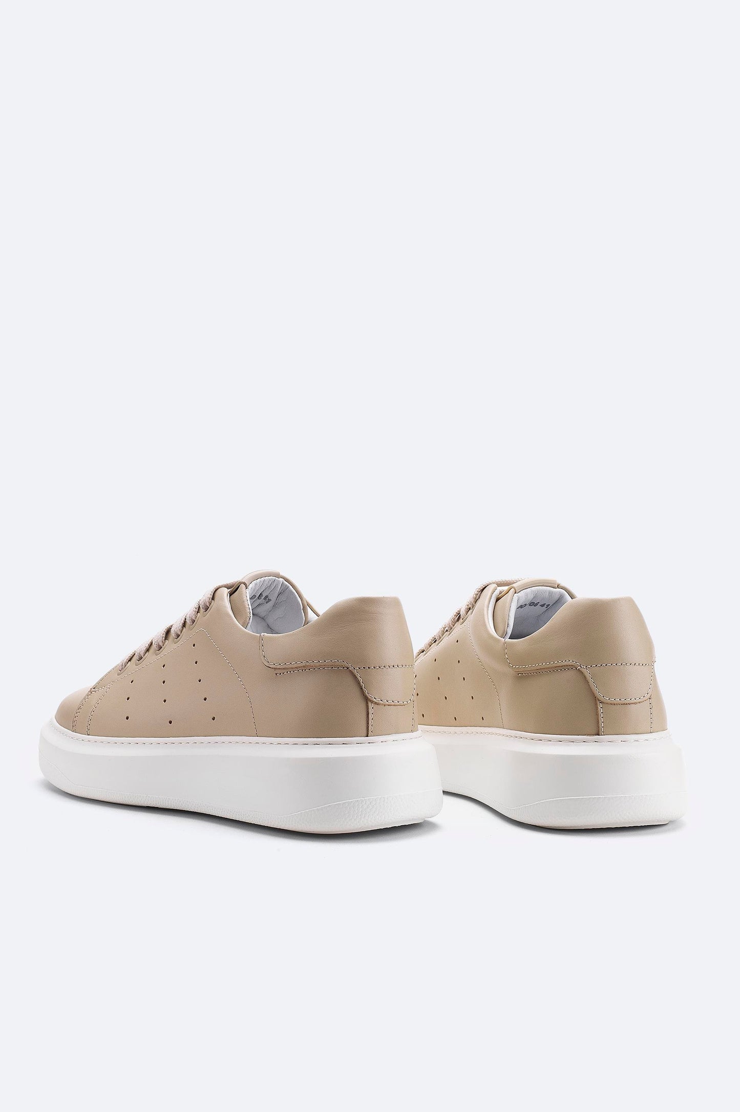 Beige Leather Casual Sneakers