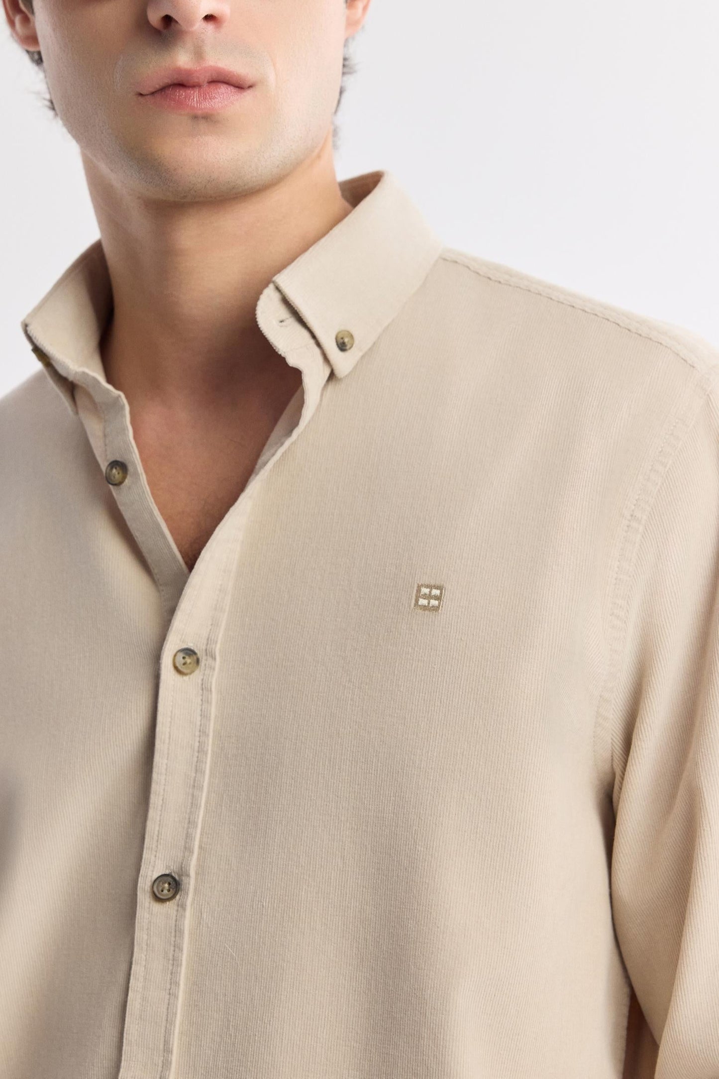 Beige Corduroy Comfort Shirt – 100% Cotton