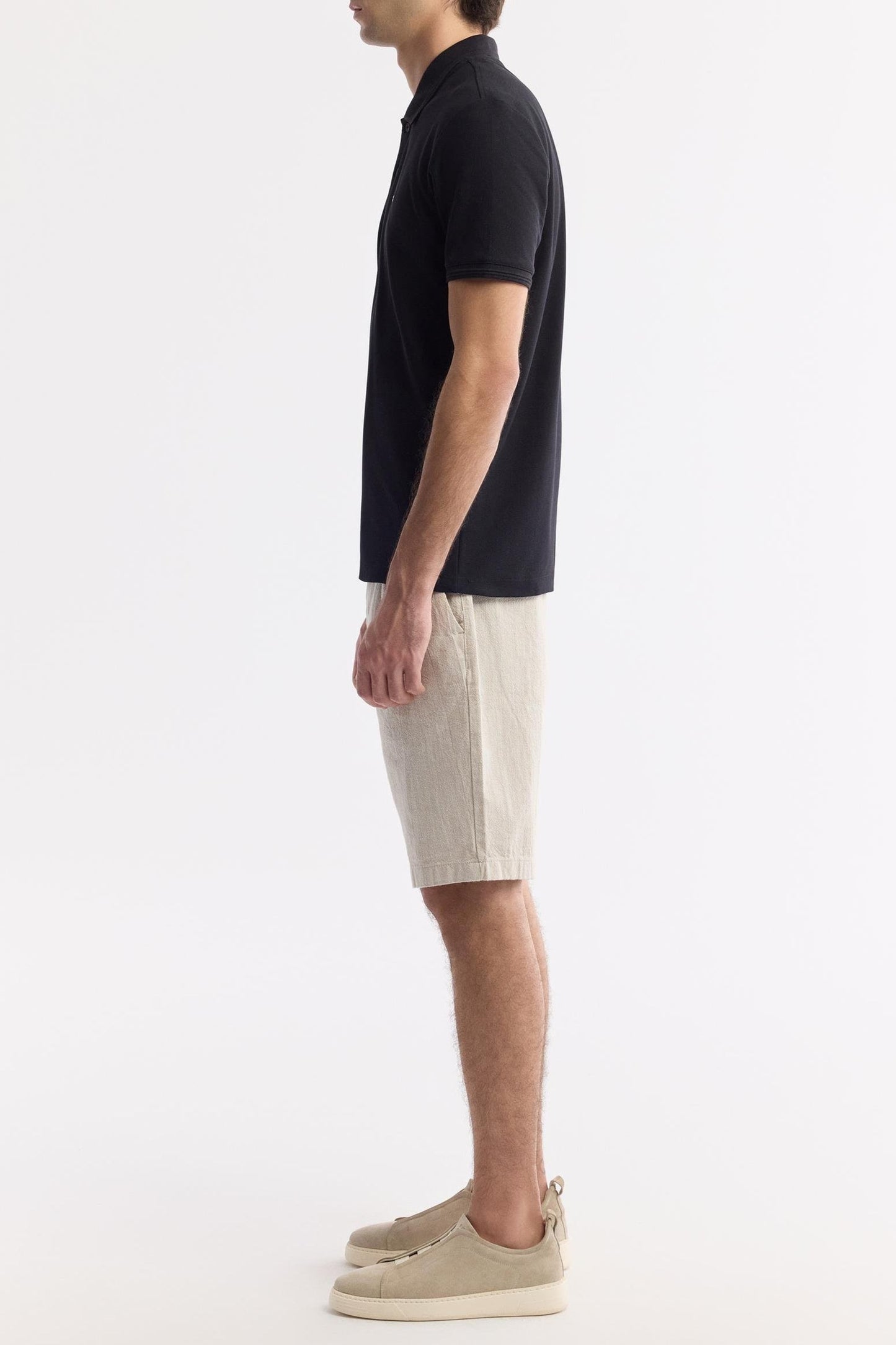 Black Cotton Polo T-shirt – Anti-Curl Collar