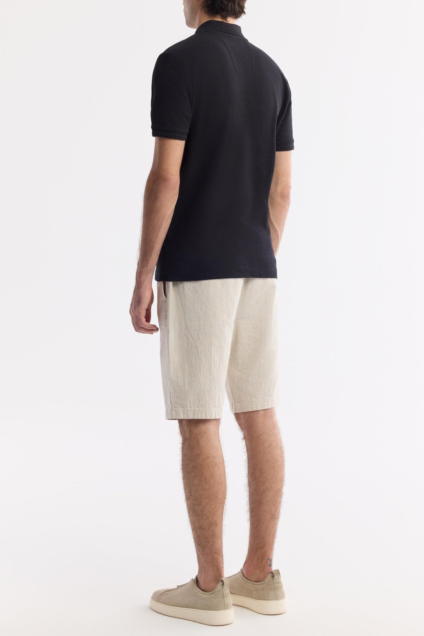 Black Cotton Polo T-shirt – Anti-Curl Collar