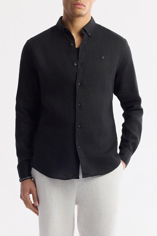 Black Linen Summer Shirt – 100% Egyptian Linen