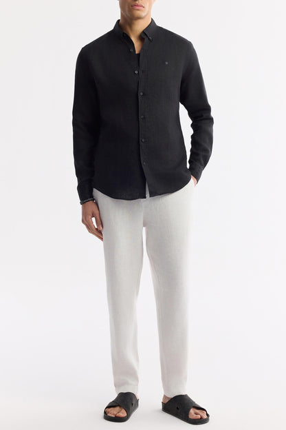 Black Linen Summer Shirt – 100% Egyptian Linen