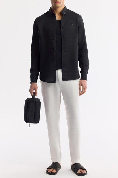 Black Linen Summer Shirt – 100% Egyptian Linen