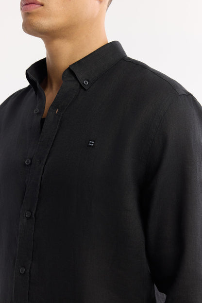 Black Linen Summer Shirt – 100% Egyptian Linen