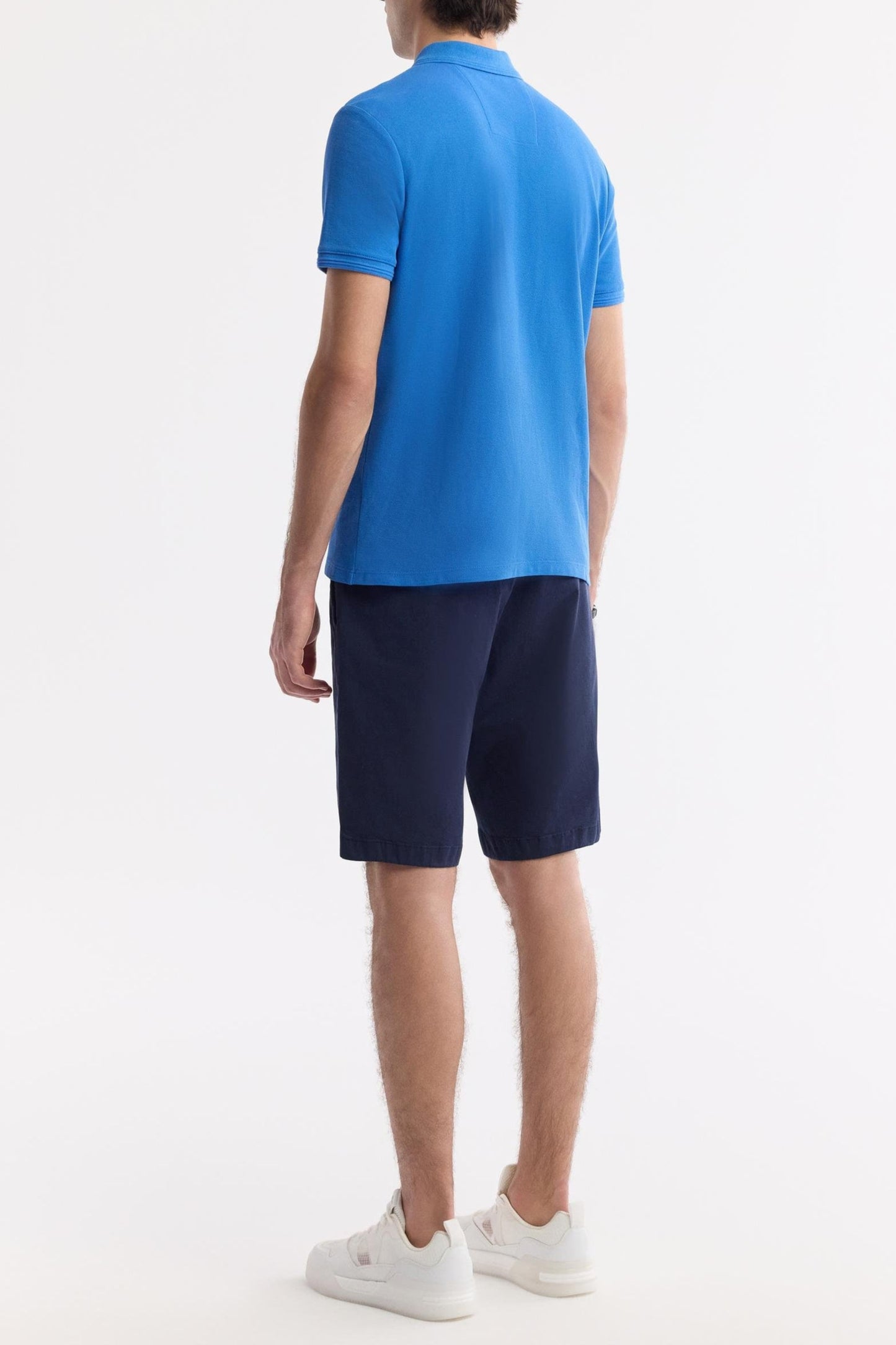 Blue Cotton Polo T-shirt – Anti-Curl Collar