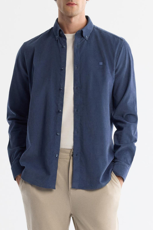 Blue Corduroy Comfort Shirt – 100% Cotton