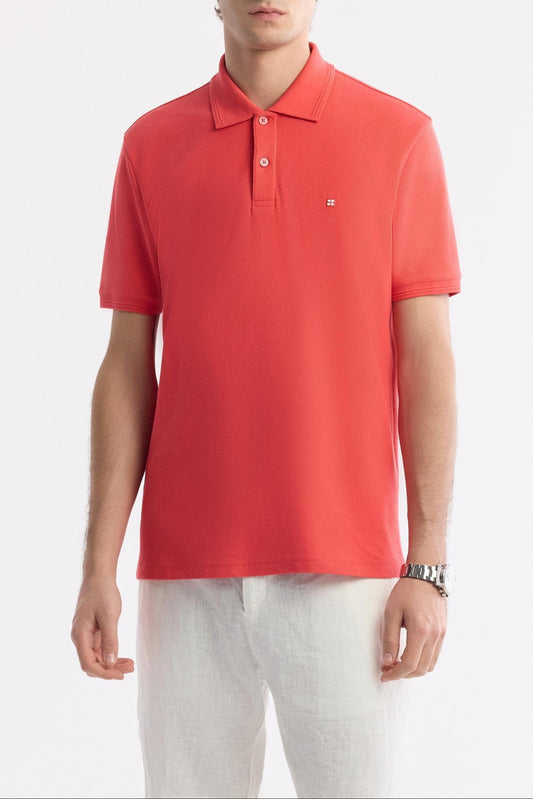 Coral Cotton Polo T-shirt – Anti-Curl Collar