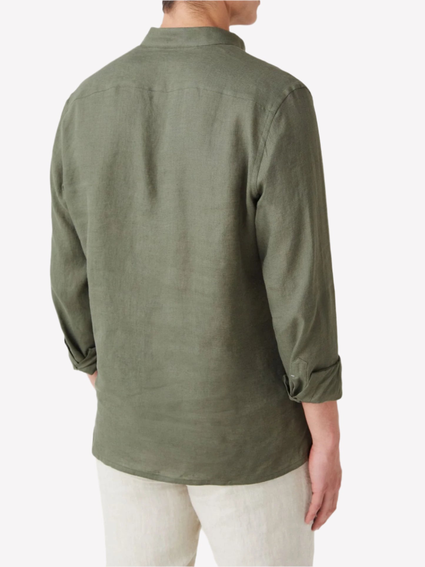 Green Linen Popover Shirt – Grandad Collar