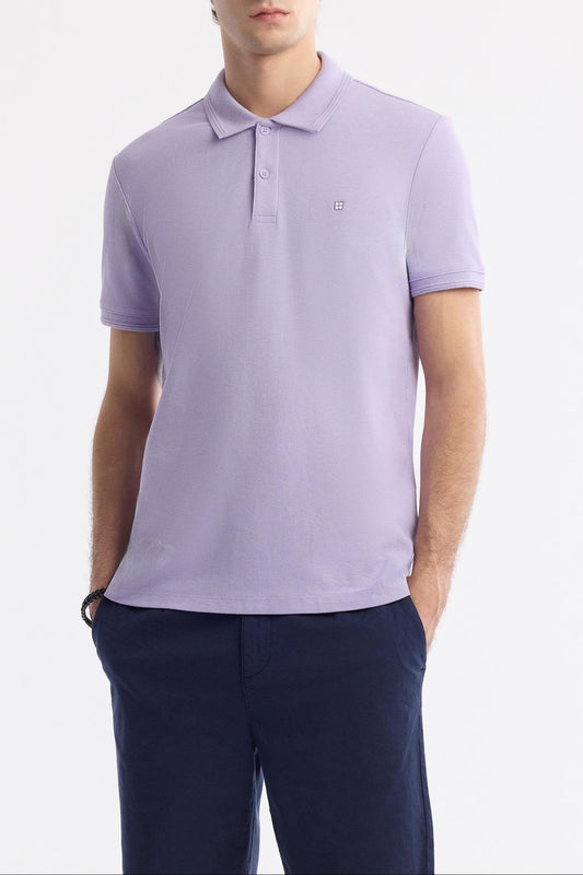 Lilac Cotton Polo T-shirt – Anti-Curl Collar