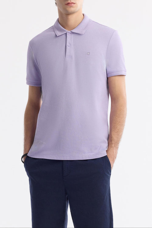 Lilac Cotton Polo T-shirt – Anti-Curl Collar