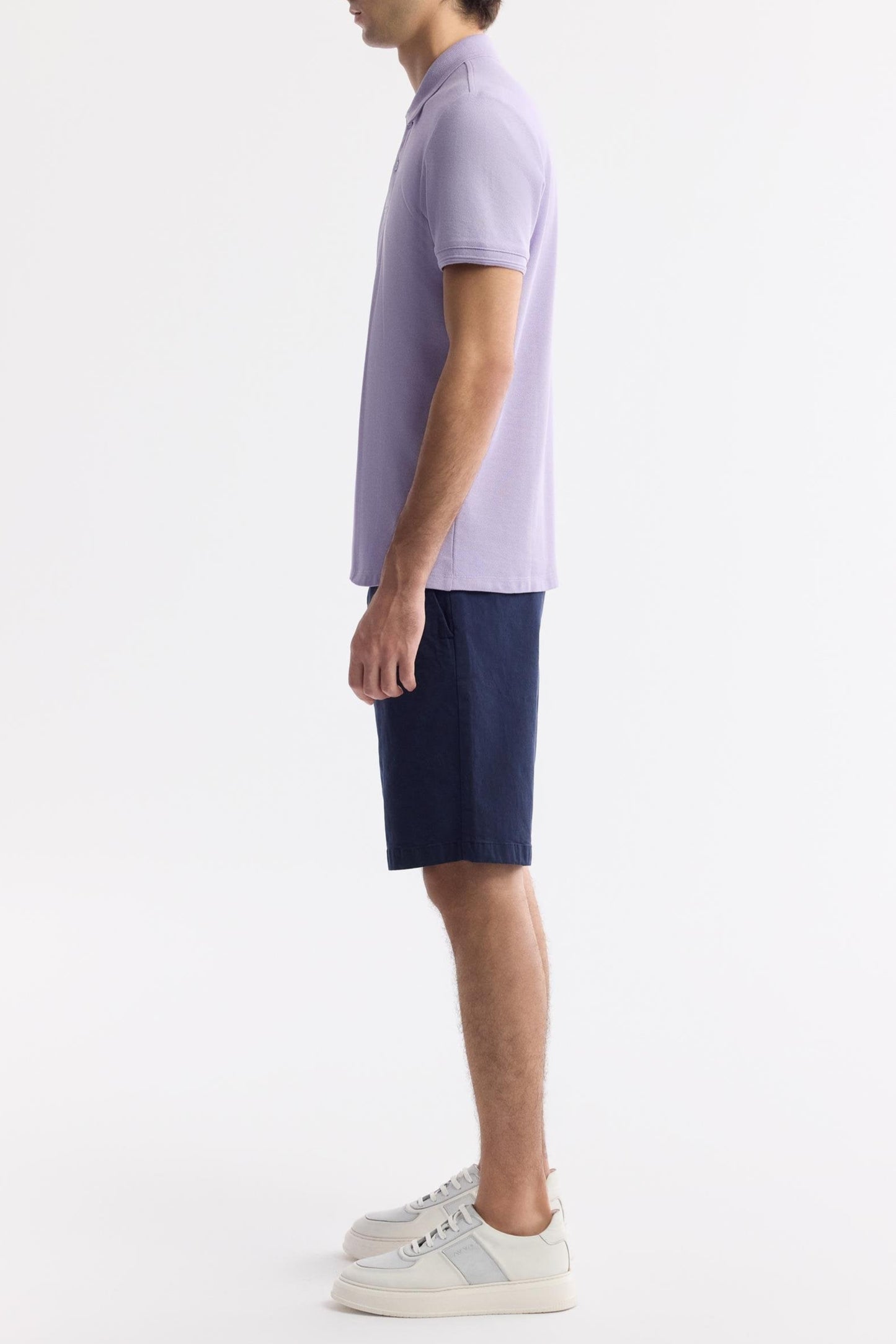 Lilac Cotton Polo T-shirt – Anti-Curl Collar
