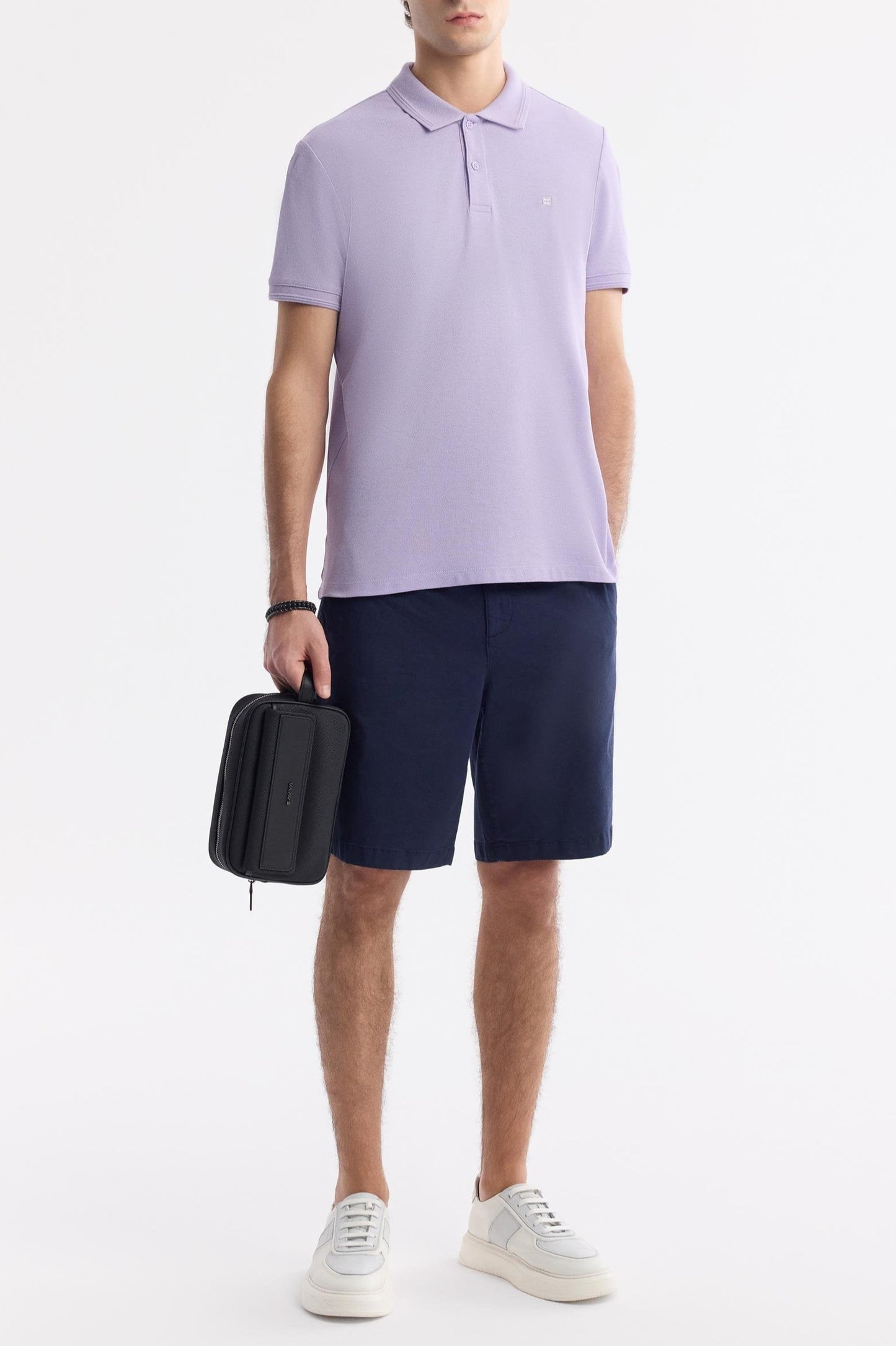 Lilac Cotton Polo T-shirt – Anti-Curl Collar
