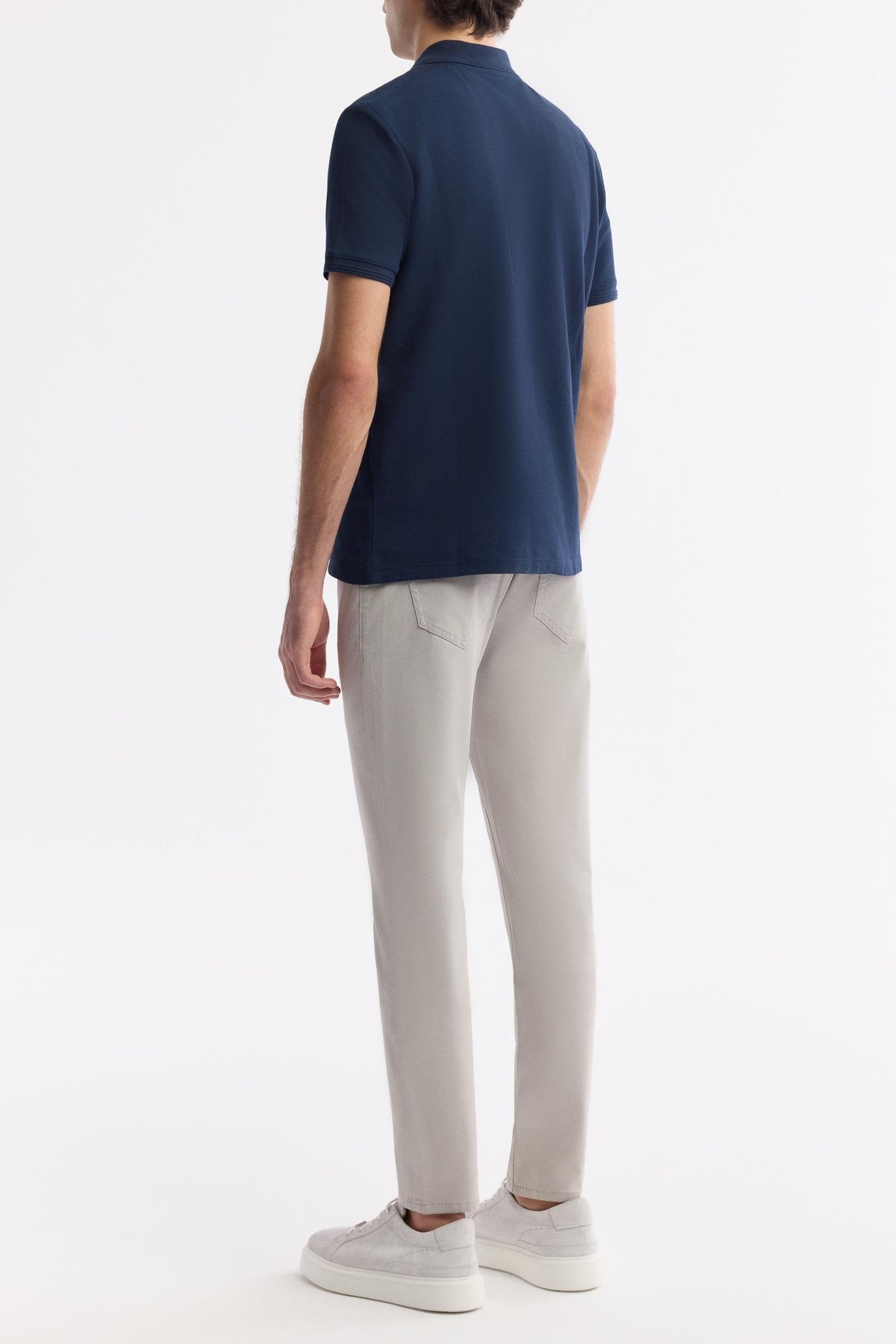 Navy Blue Cotton Polo T-shirt – Anti-Curl Collar