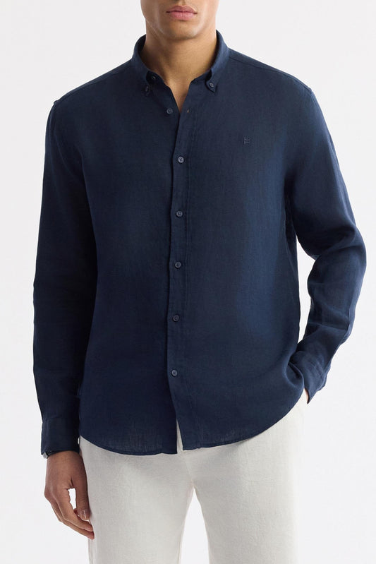 Navy Linen Summer Shirt – 100% Egyptian Linen
