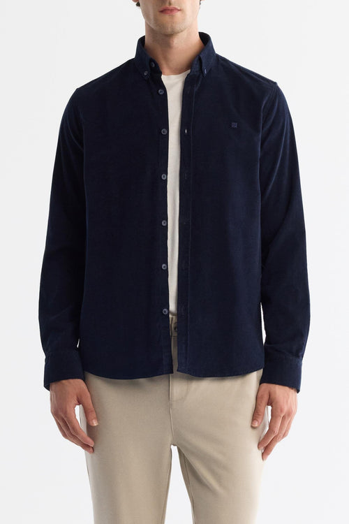 Navy Blue Corduroy Comfort Shirt – 100% Cotton