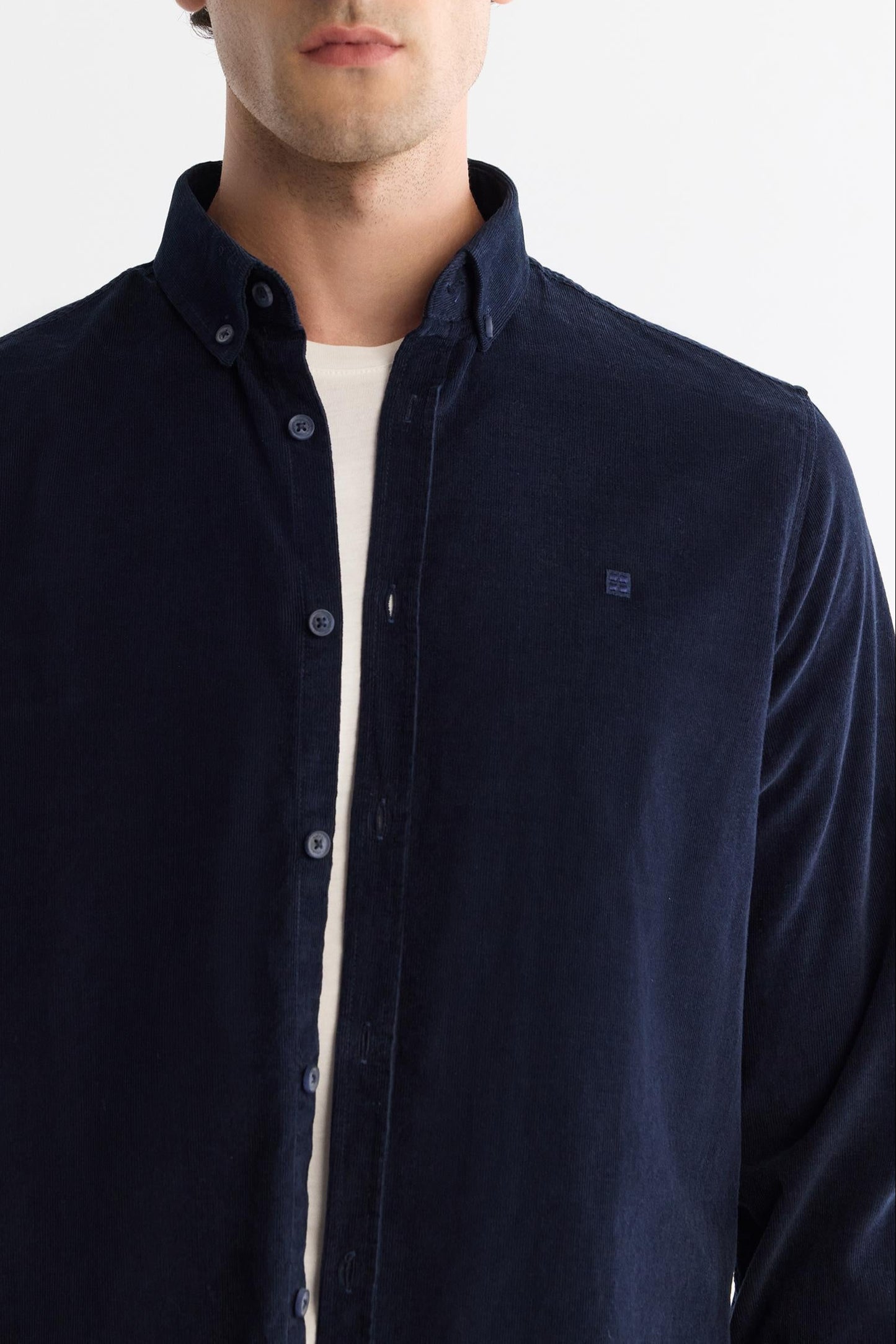 Navy Blue Corduroy Comfort Shirt – 100% Cotton