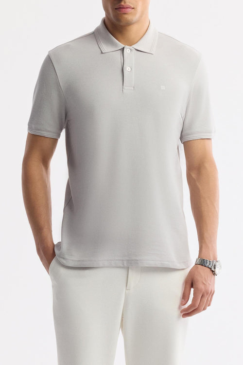 Gray Cotton Polo T-shirt – Anti-Curl Collar