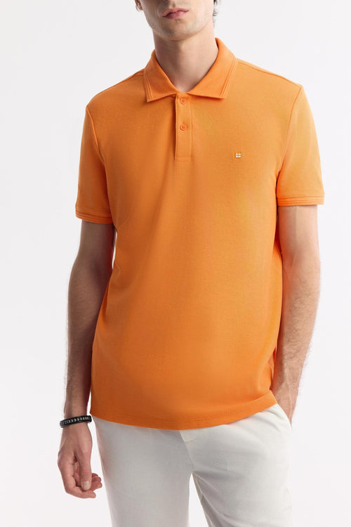 Orange Cotton Polo T-shirt – Anti-Curl Collar