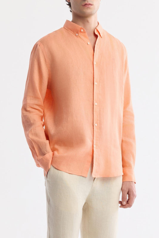 Orange Linen Summer Shirt – 100% Egyptian Linen