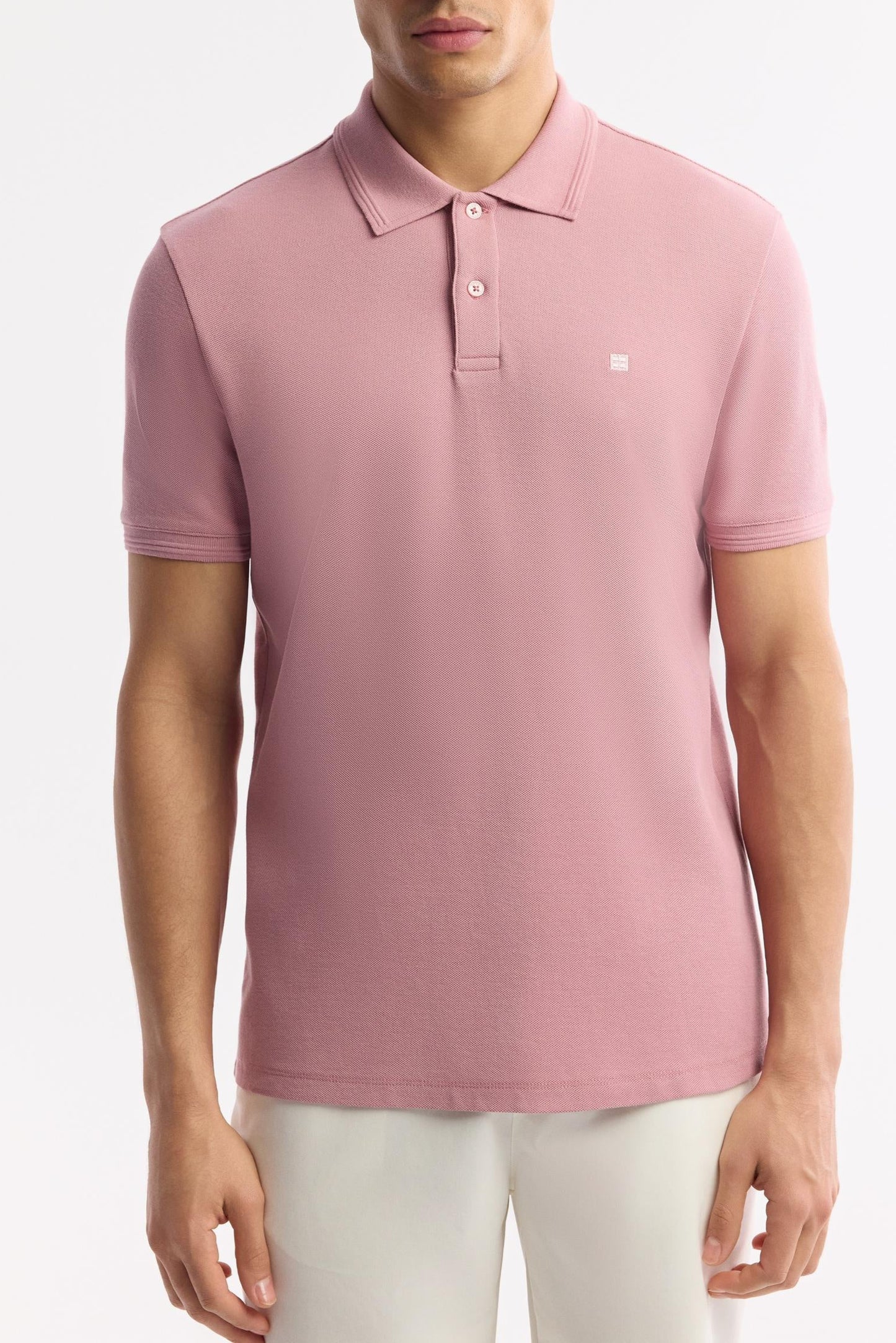Rose Gold Cotton Polo T-shirt – Anti-Curl Collar