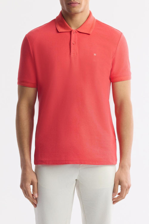 Red Cotton Polo T-shirt – Anti-Curl Collar