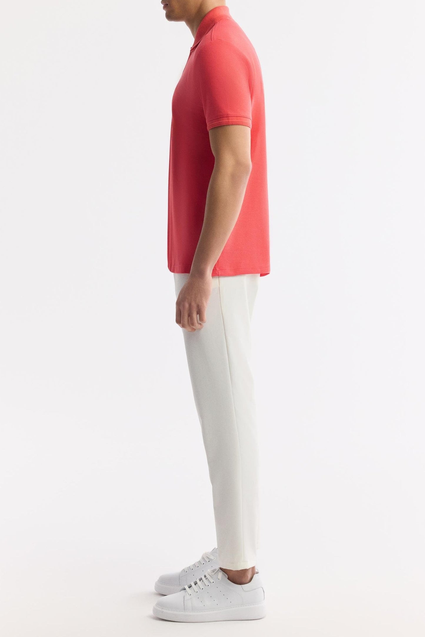 Red Cotton Polo T-shirt – Anti-Curl Collar