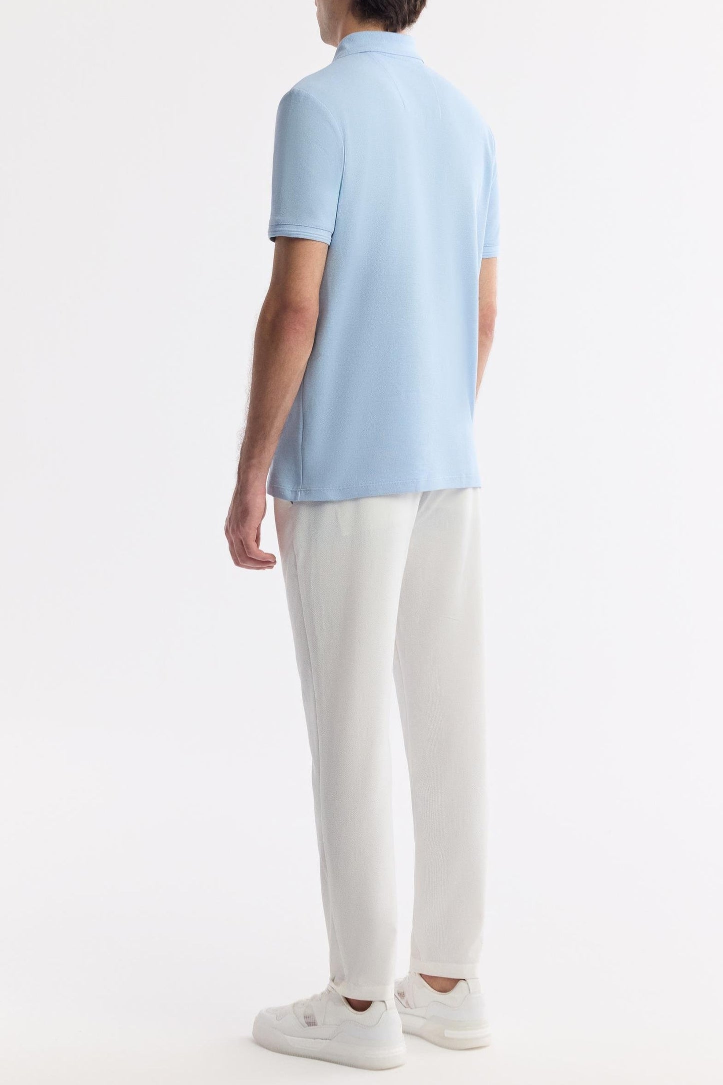 Sky Blue Cotton Polo T-shirt – Anti-Curl Collar